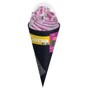 Inghetata la cornet cu vata de zahar si zmeura Play Flamingo 130ml
